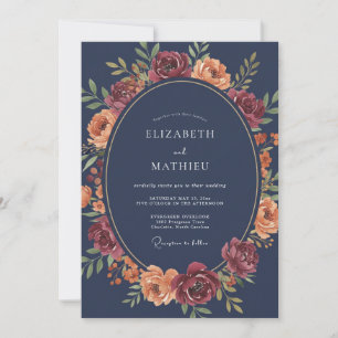Marine-Rosen-Blüten-Romanze Hochzeit Einladung