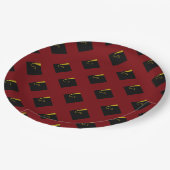 Marine rote Abschlussfeier-Papierplatten Pappteller (Schrägansicht)