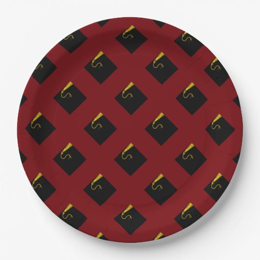 Marine rote Abschlussfeier-Papierplatten Pappteller (Vorderseite)