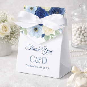 Marine-Royalblaue Hochzeit-Aquarell-Elfenbein-Blum Geschenkschachtel