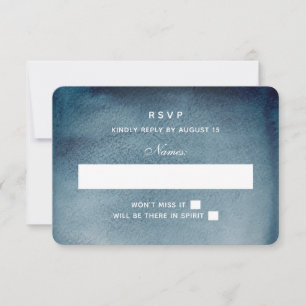 Marine RSVP. Aquarellblaue moderne Hochzeit. Winte RSVP Karte