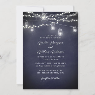 Marine-Rustikale Lichterkette Hochzeit Einladung