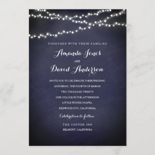 Marine-rustikale Lichterketten Hochzeitseinladung Einladung
