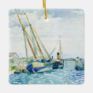 Marine Scene Boote in der Nähe von Venedig Keramikornament