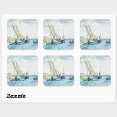 Marine Scene Boote nahe Venedig Quadratischer Aufkleber (Blatt)