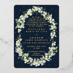 Marine Schneeberry+Eukalyptus Hochzeitsempfang Nur Folieneinladung
