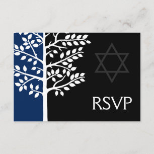 Marine-schwarzer Baum von Leben-Bar Mitzvah UAWG RSVP Karte