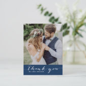 Marine | Script Wedding Danke Vertical Postcard Postkarte (Stehend Vorderseite)