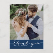 Marine | Script Wedding Danke Vertical Postcard Postkarte (Vorderseite)