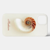 Marine Seashell Personalisierter Name Minimalistis Case-Mate iPhone Hülle (Rückseite (Horizontal))