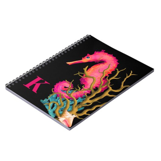 Marine Seepferd Pink Chic Notizblock (Linke Seite)