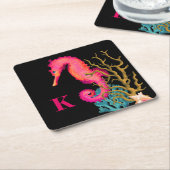 Marine Seepferd Pink Chic Rechteckiger Pappuntersetzer (angewinkelt)