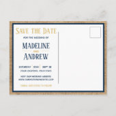 Marine-Seestreifen und Anker Save the Date Ankündigungspostkarte (Rückseite)