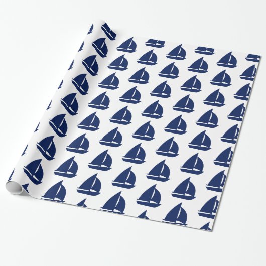 Marine-Segelboot-Druck Geschenkpapier (Ungerollt)