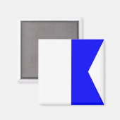 Marine Signalflagge: Buchstabe "A" (Alpha) Magnet (Vorderseite/Rückseite)