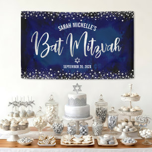 Marine Silber Bat Mitzwa Moderne Folien Glitter Sc Banner