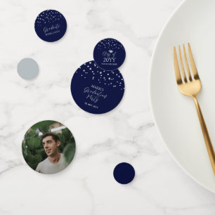 Marine Silber Konfetti Moderne Abschlussfeier Deko