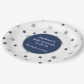Marine-Silber-Stern-Funkeln-Babypartydekor Pappteller (Schrägansicht)
