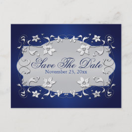 Marine, Silberblume, Herz Save the Date Postkarte