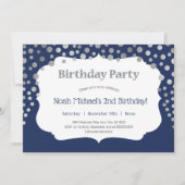 Marine-silbernes Punktgeburtstags-Party Einladung (Vorderseite)