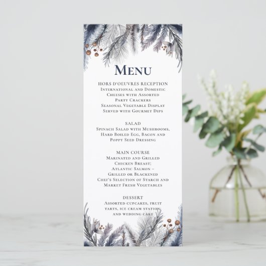 Marine, Silver, Blue Gray Menükarte (Stehend Vorderseite)