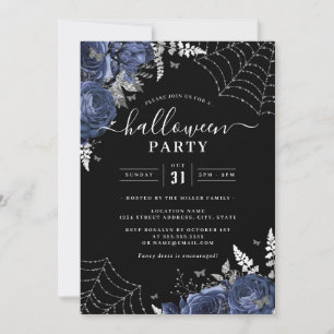 Marine Spooky Florale Spinnweben Halloween-Party Einladung