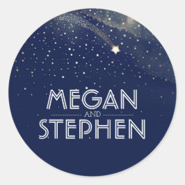 Marine-sternenklare NachtSternschnuppen-Hochzeit Runder Aufkleber