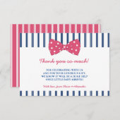 Marine-Streifen u. rosa Babyparty des Bogen-| Dankeskarte (Vorne/Hinten)