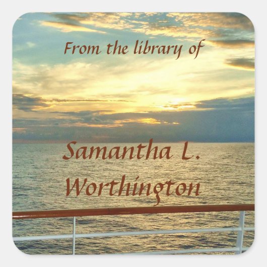 Marine Sunrise Personalisierte Buchzeichen Quadratischer Aufkleber (Vorderseite)