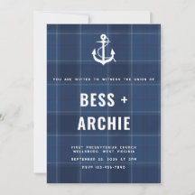 Marine-Tartan-Einladung
