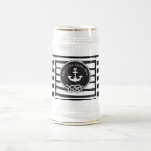 Marine Thema Blau und Weiß Horizontal Streifen Bierglas (Mittel)