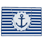 Marine Thema Blau und Weiß Streifen mit Anker Große Geschenktüte (Rückseite)