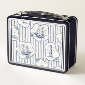 Marine Theme Blue White Stripe Lighthouse Schiff Metall Brotdose (Rückseite)