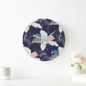 Marine-tropische Blumenuhr Große Wanduhr (Zuhause)