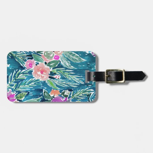Marine-tropisches Paradies mit Blumen Gepäckanhänger (Vorderseite horizontal)