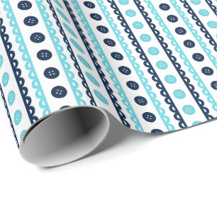 Marine Türkis Preppy Gestreiftes Bastel- und Nähzi Geschenkpapier