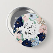 Marine u. erröten Blumenbrautjungfer Button (Vorne & Hinten)