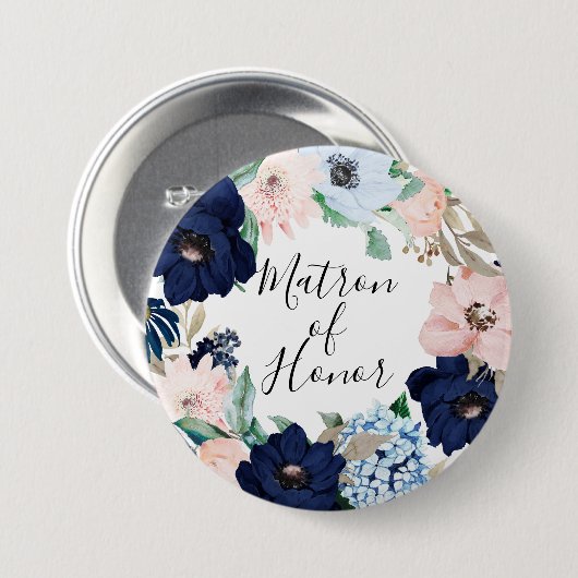 Marine u. erröten Blumenmatrone der Ehre Button (Vorne & Hinten)