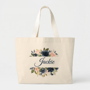 Marine u. erröten mit Blumenpersonalisiertes Jumbo Stoffbeutel