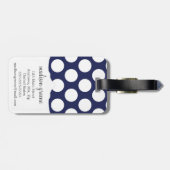 Marine u. gelbes Grün-große Polka-Punkte mit Gepäckanhänger (Rückseite horizontal)