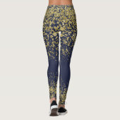 Marine-u. Goldglänzende Leggings (Rückseite)