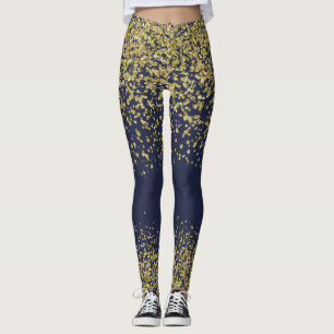 Marine-u. Goldglänzende Leggings