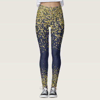 Marine-u. Goldglänzende Leggings