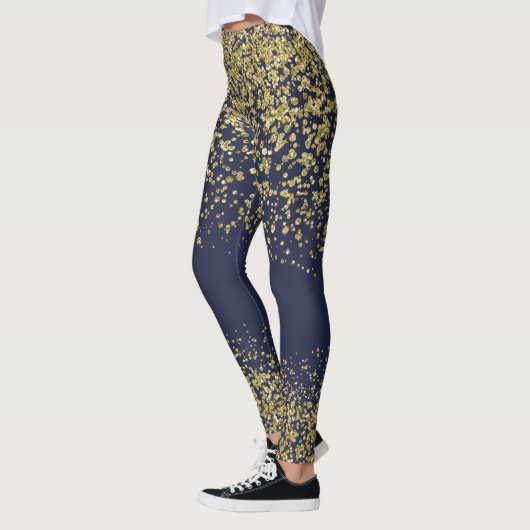 Marine-u. Goldglänzende Leggings (Links)