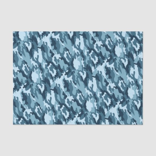 Marine u. hellblaues Tarnungs-Muster Seidenpapier (Vorderseite)