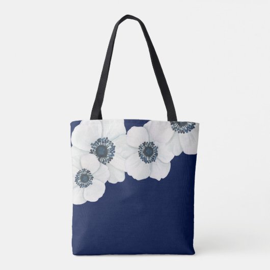 Marine u. weiße Anemonen-SeeBrautparty Tasche (Rückseite)