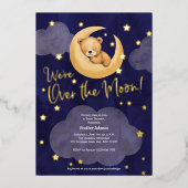 Marine über dem Mond Teddy Bear Twinkle Kleine Ste Folieneinladung (Vorderseite)
