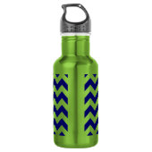 Marine und Apple Green Zigzag Trinkflasche (Rückseite)