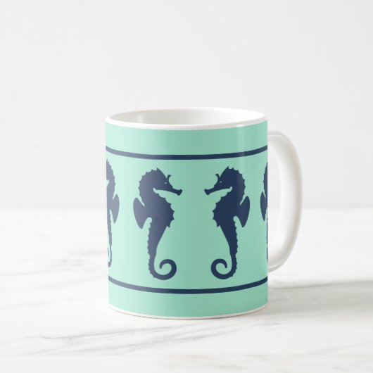 Marine und Aqua Sea Pferde Kaffeetasse (VorderseiteRechts)