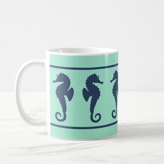 Marine und Aqua Sea Pferde Kaffeetasse (Links)
